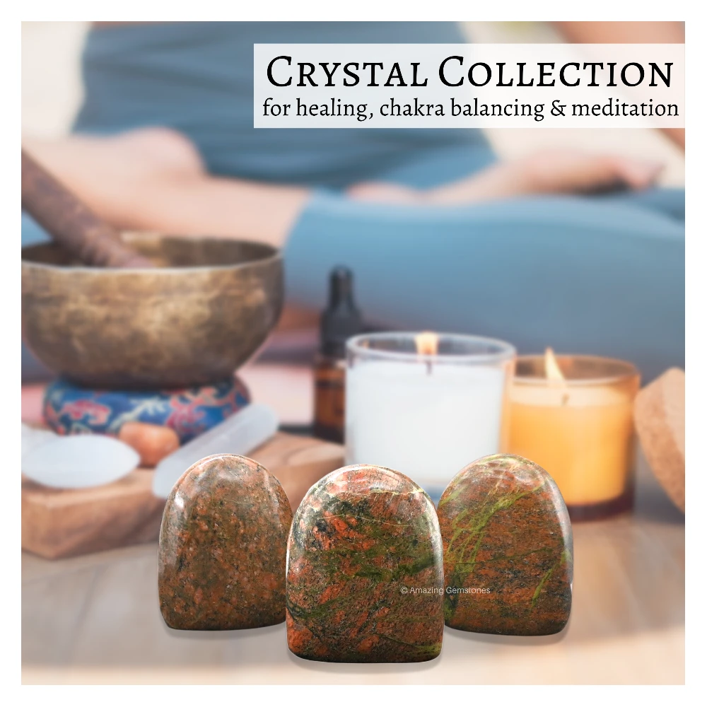 Unakite Standing Palm Stone (Large)