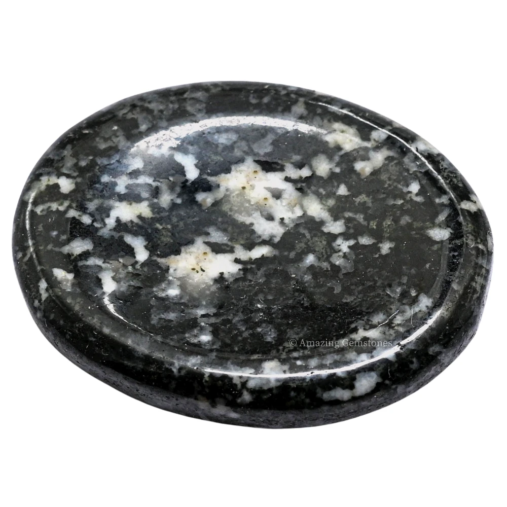Black and White Tourmaline Worry Stone