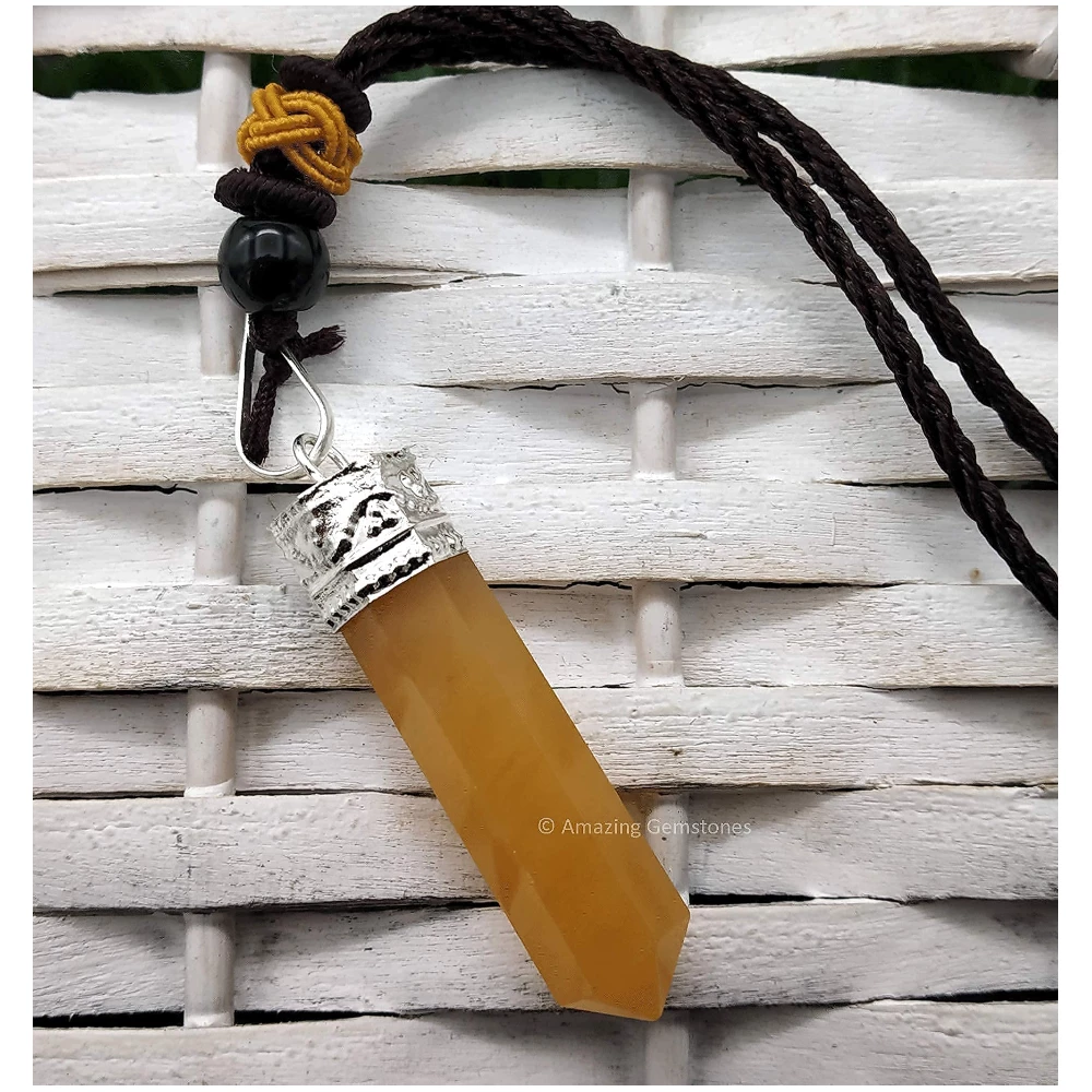 Yellow Aventurine Necklace - Pencil Point (Silver)