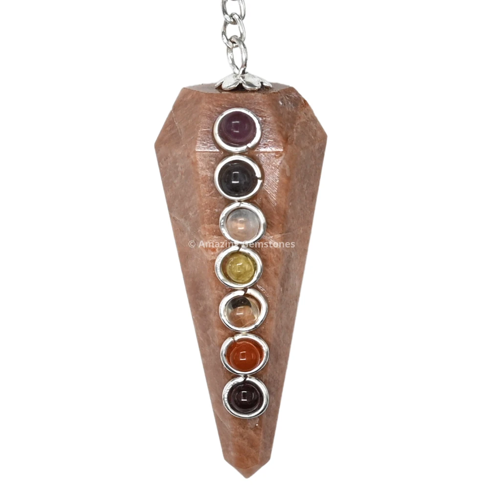 Peach Moonstone Chakra Crystal Pendulum
