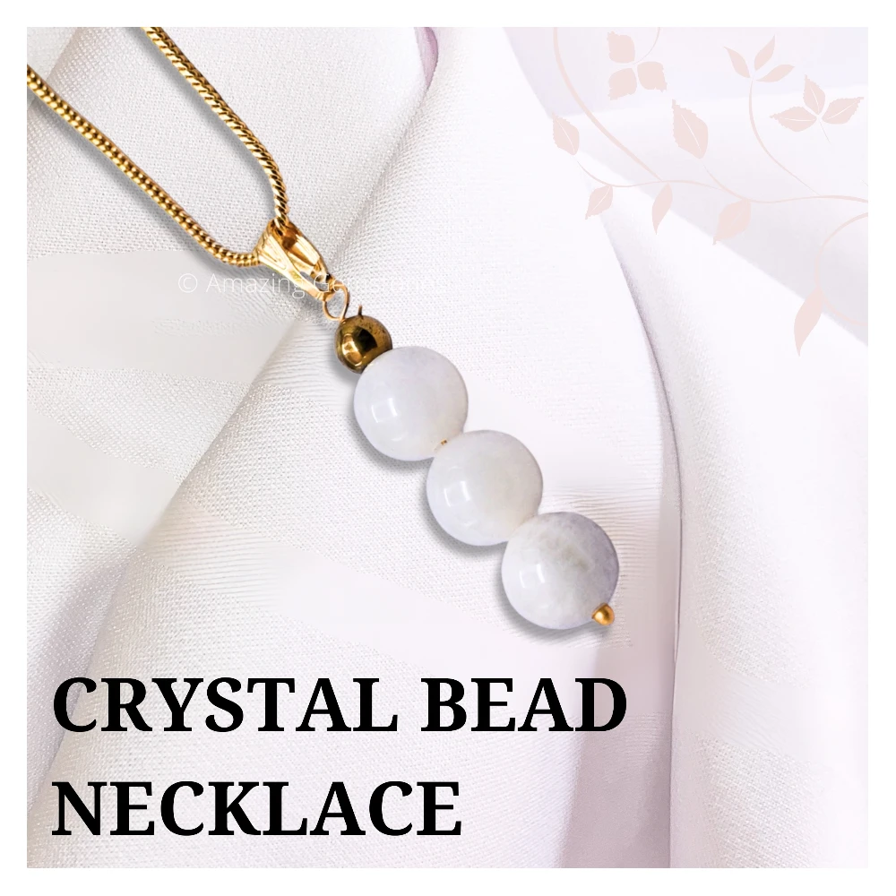 White Moonstone Bead Pendant (Gold)