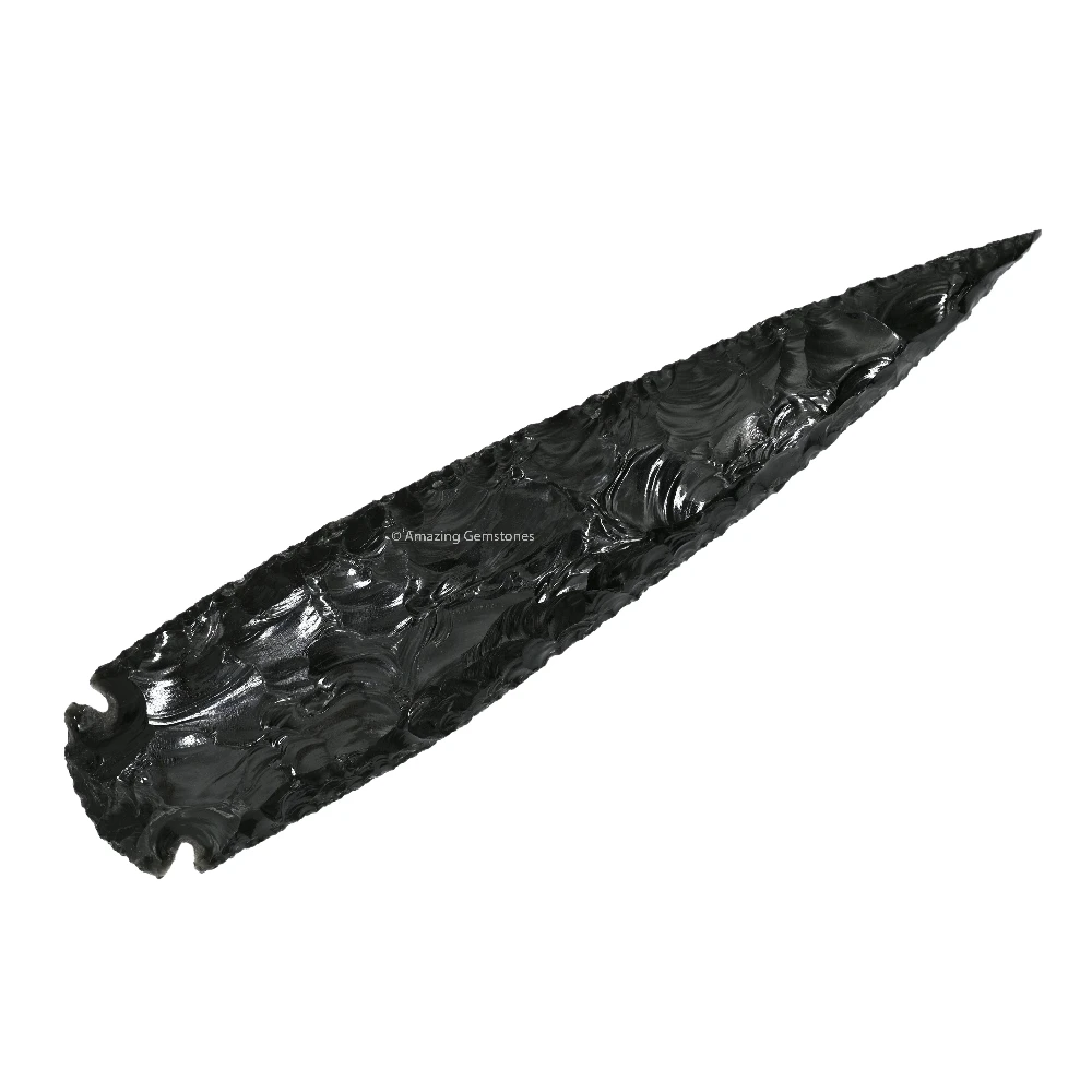 Black Obsidian Crystal Arrowhead - 6" to 7"