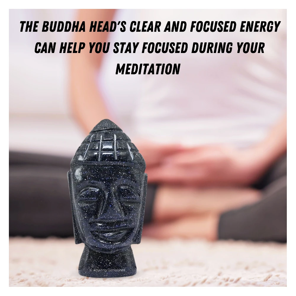 Blue Goldstone Buddha Head