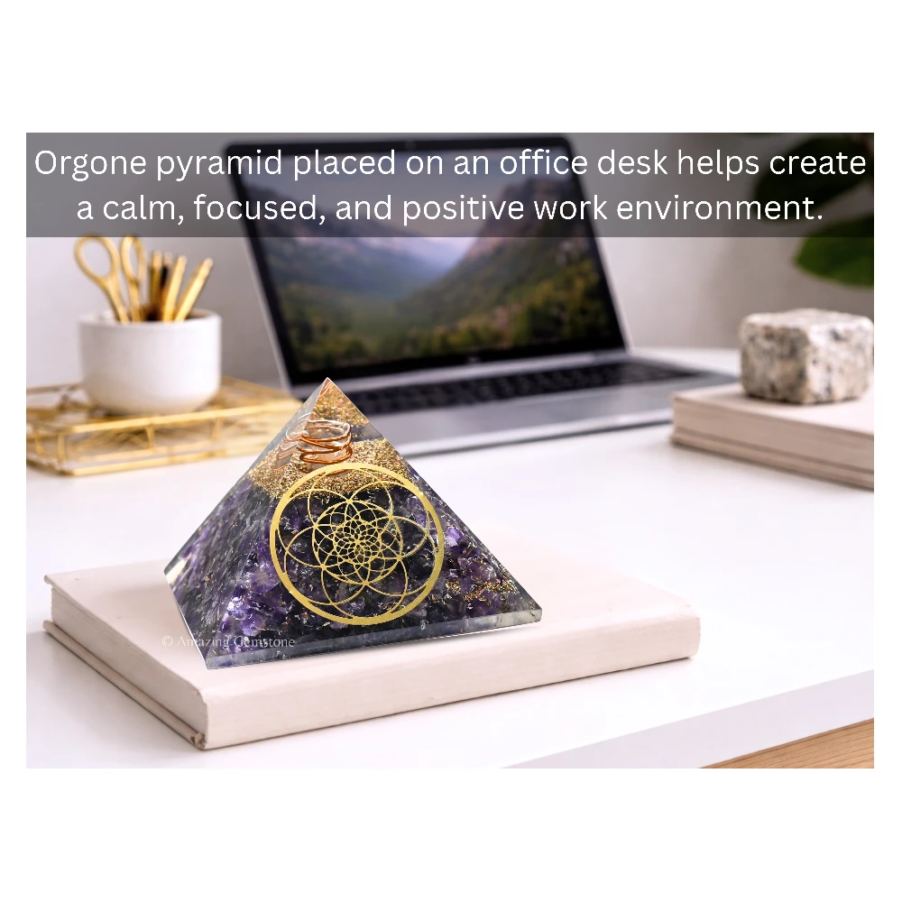 Amethyst Orgone Pyramid - Seed of Life