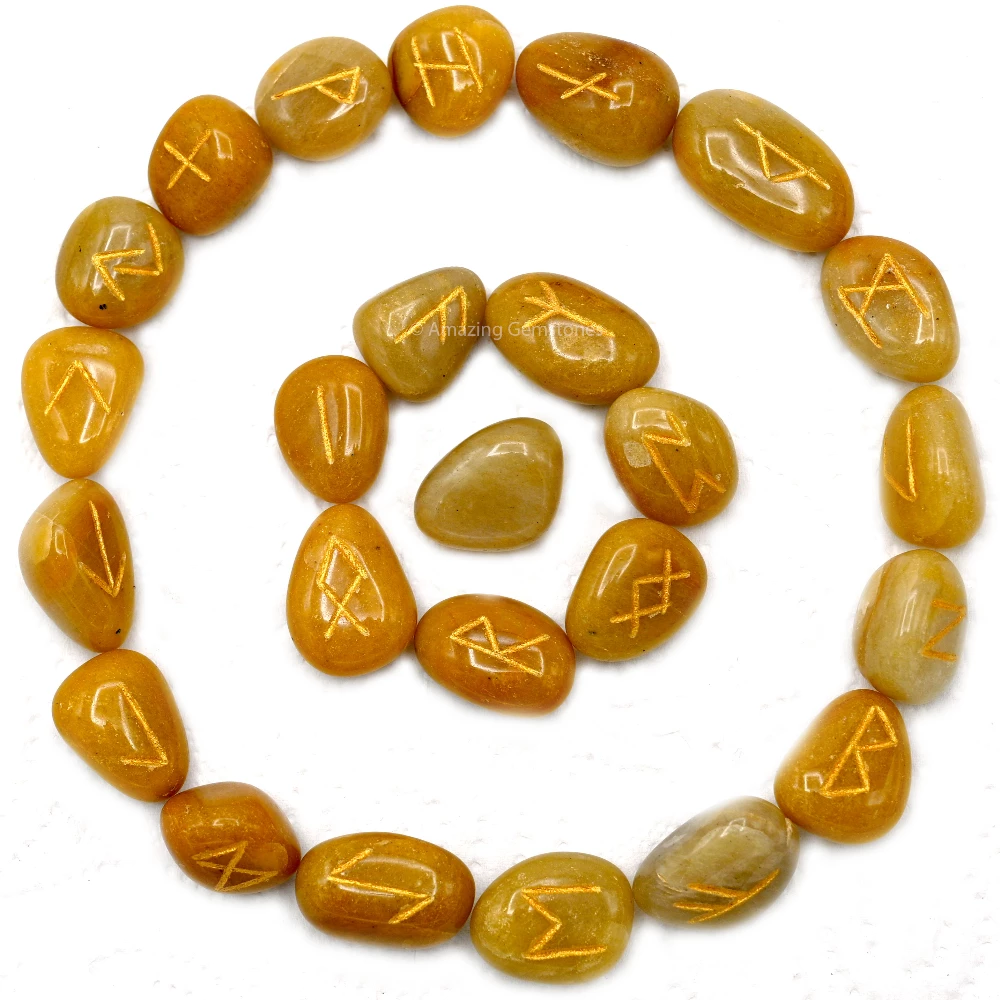 Yellow Jasper Rune Stones Set