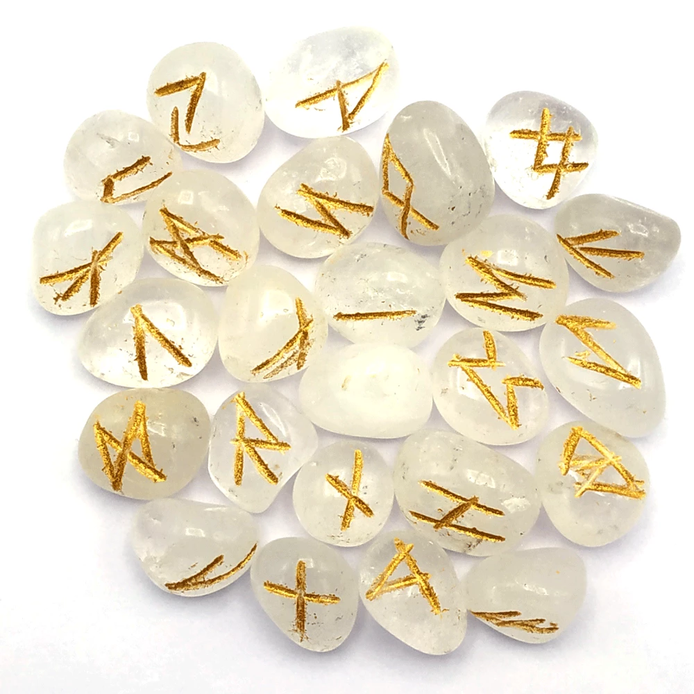 Clear Quartz Rune Stones Set