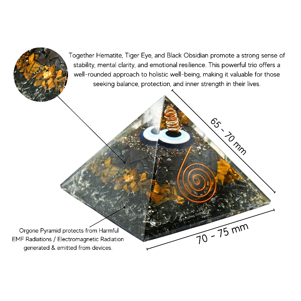Ultimate Triple Protection Orgone Car Pyramid - 70 mm
