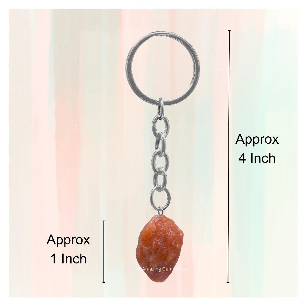 Peach Moonstone Keychain Keys Holder (Raw)