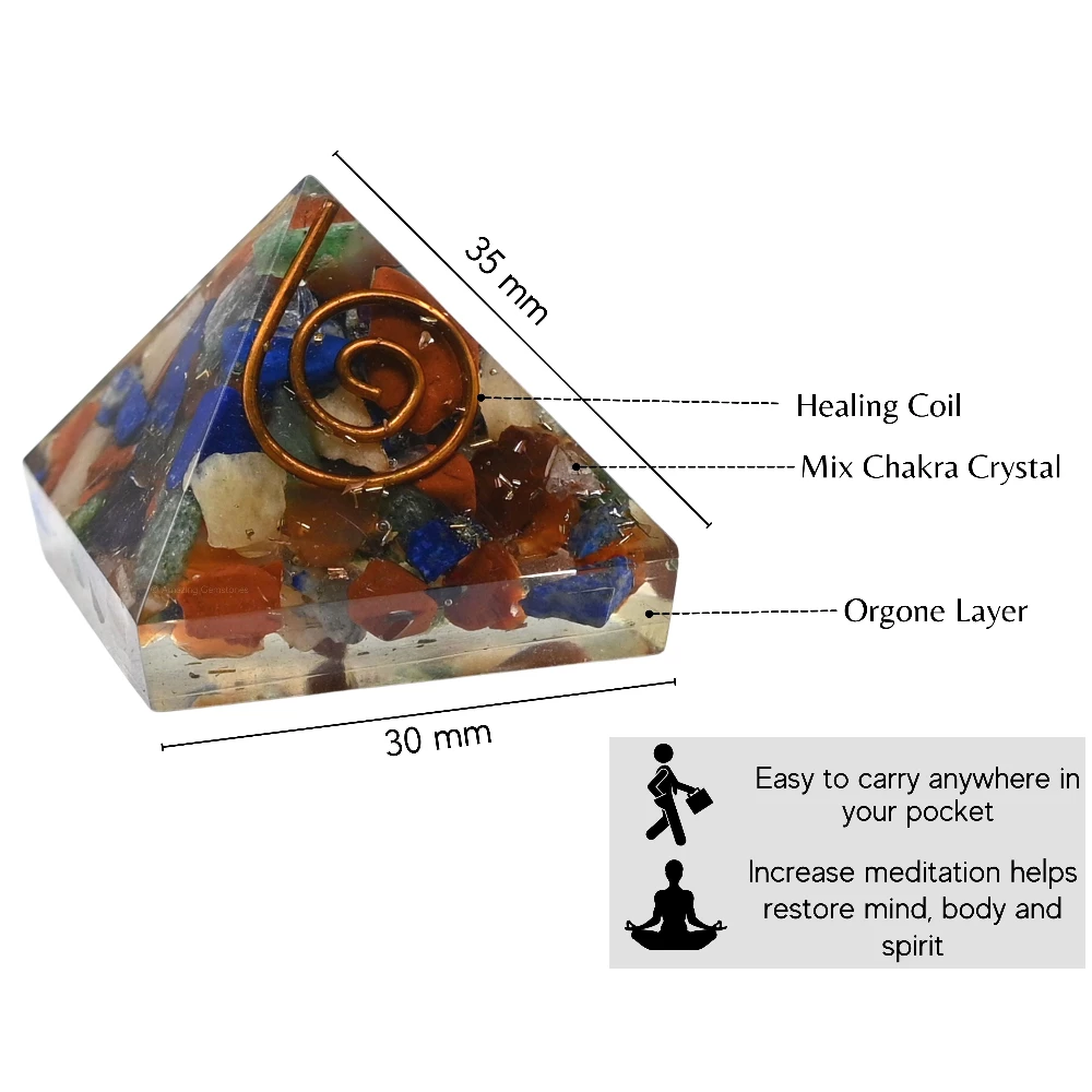Mix Chakra Orgone Pyramid - Mini