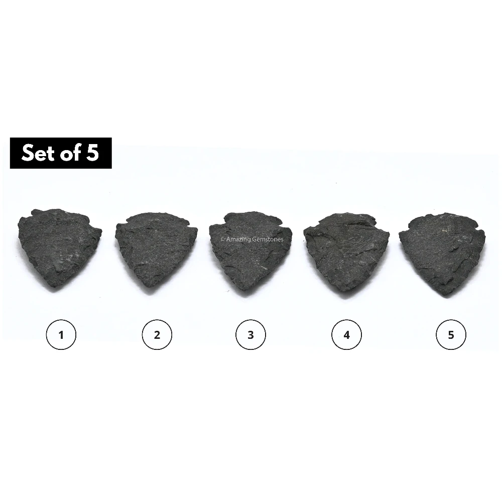 Black Agate Crystal Arrowhead - 1" to 1.5" (5 Pieces)