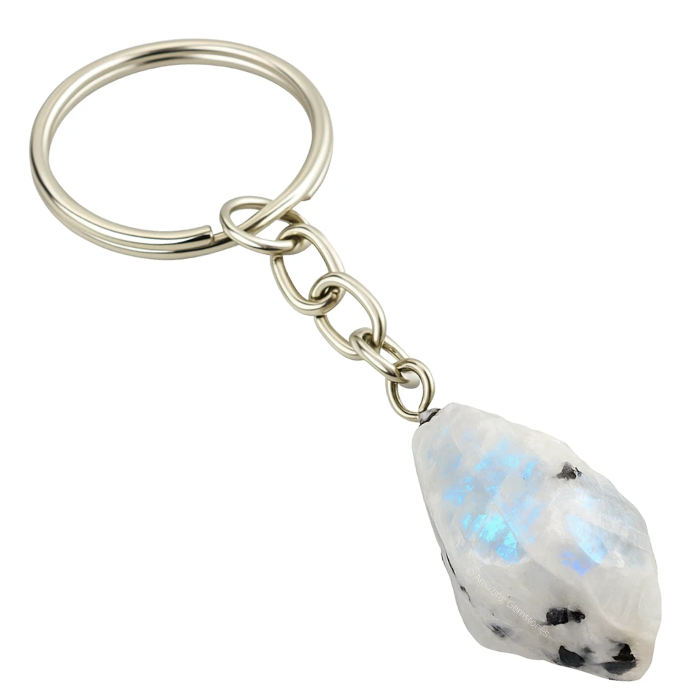 Rainbow Moonstone Keychain Keys Holder (Raw)