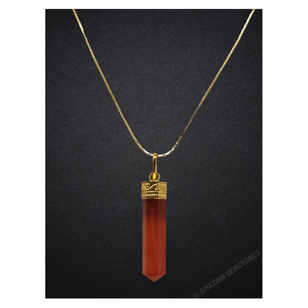 Carnelian Necklace - Cap Pencil (Gold)