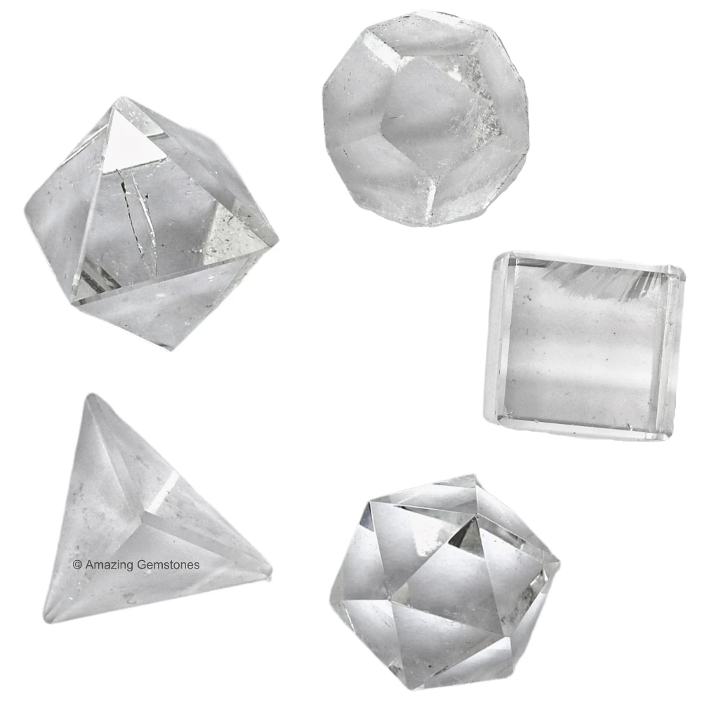 Clear Quartz Platonic Solid - 5 Pcs