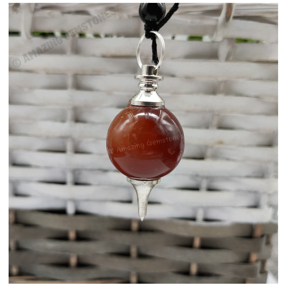 Carnelian Necklace - Crystal Ball (Silver)