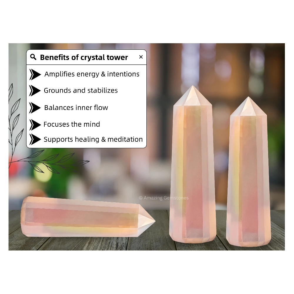 Angel Aura Rose Quartz Tower (2" to 3" inch)