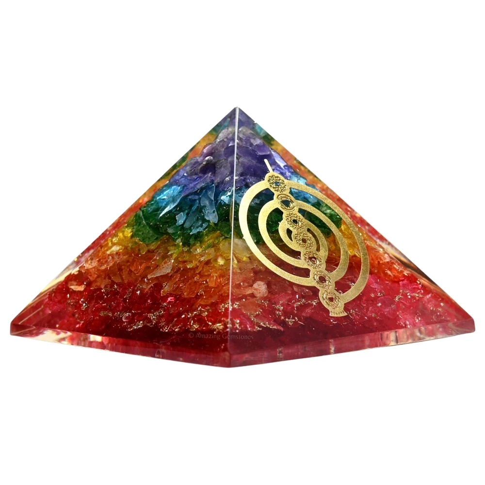 Chakra Onyx Orgone Pyramid - Chakra Reiki