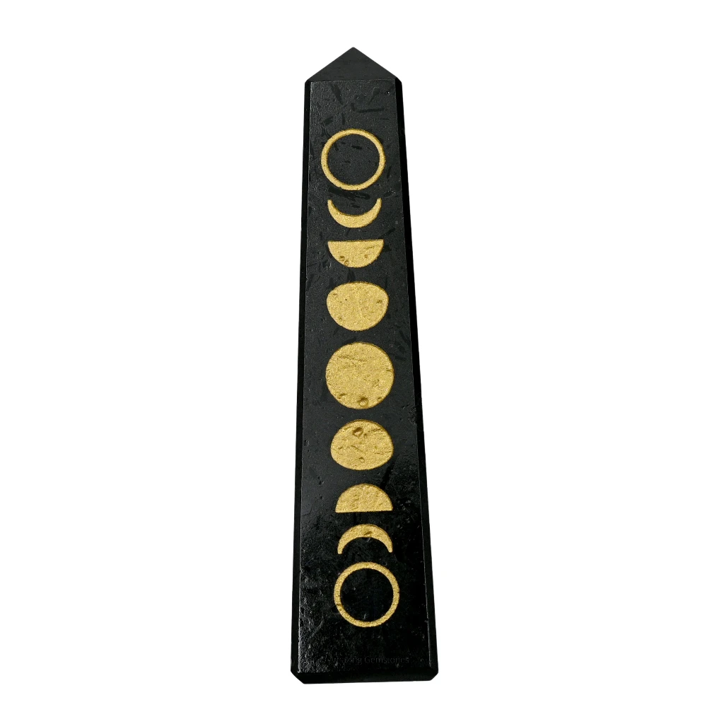 Black Tourmaline Tower (4" - 5" Inch (Engraved))