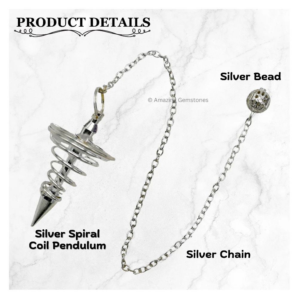 Copper Metal Pendulum - Silver Vortex Spiral Twisted (MP18)