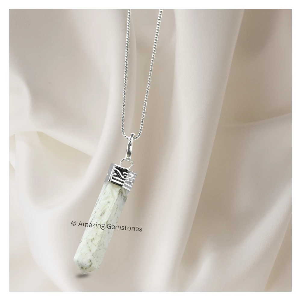Scolecite Necklace - Pencil Point (Silver)