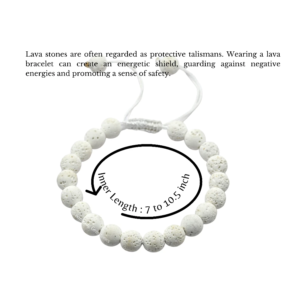White Lava Stone Bracelet (Adjustable)