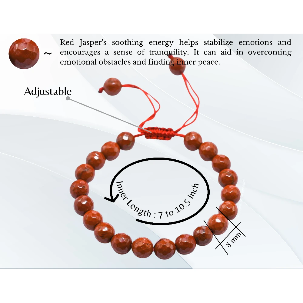Red Jasper Bracelet (Faceted) (Adjustable)