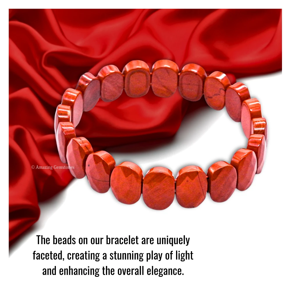 Red Jasper Faceted Bracelet - Oval Stone