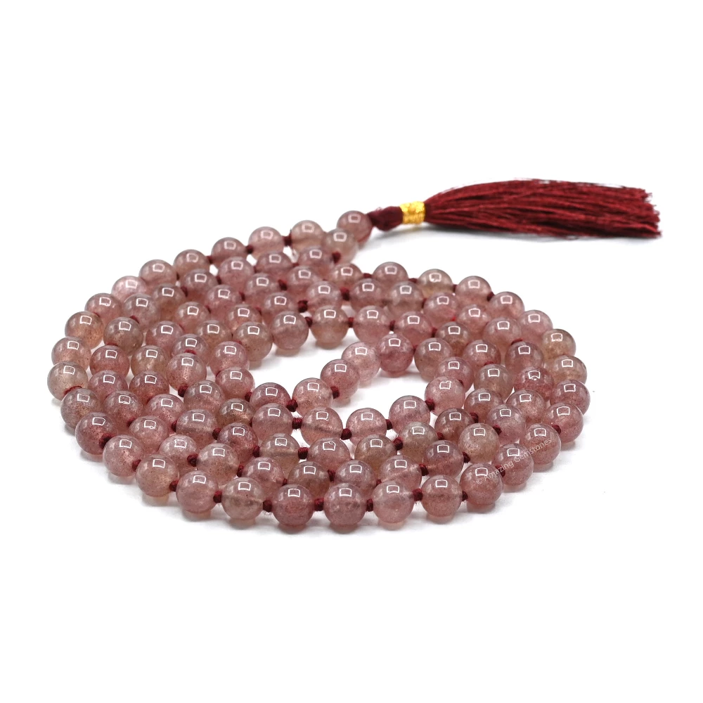 Strawberry Quartz Mala (Hand Knotted)