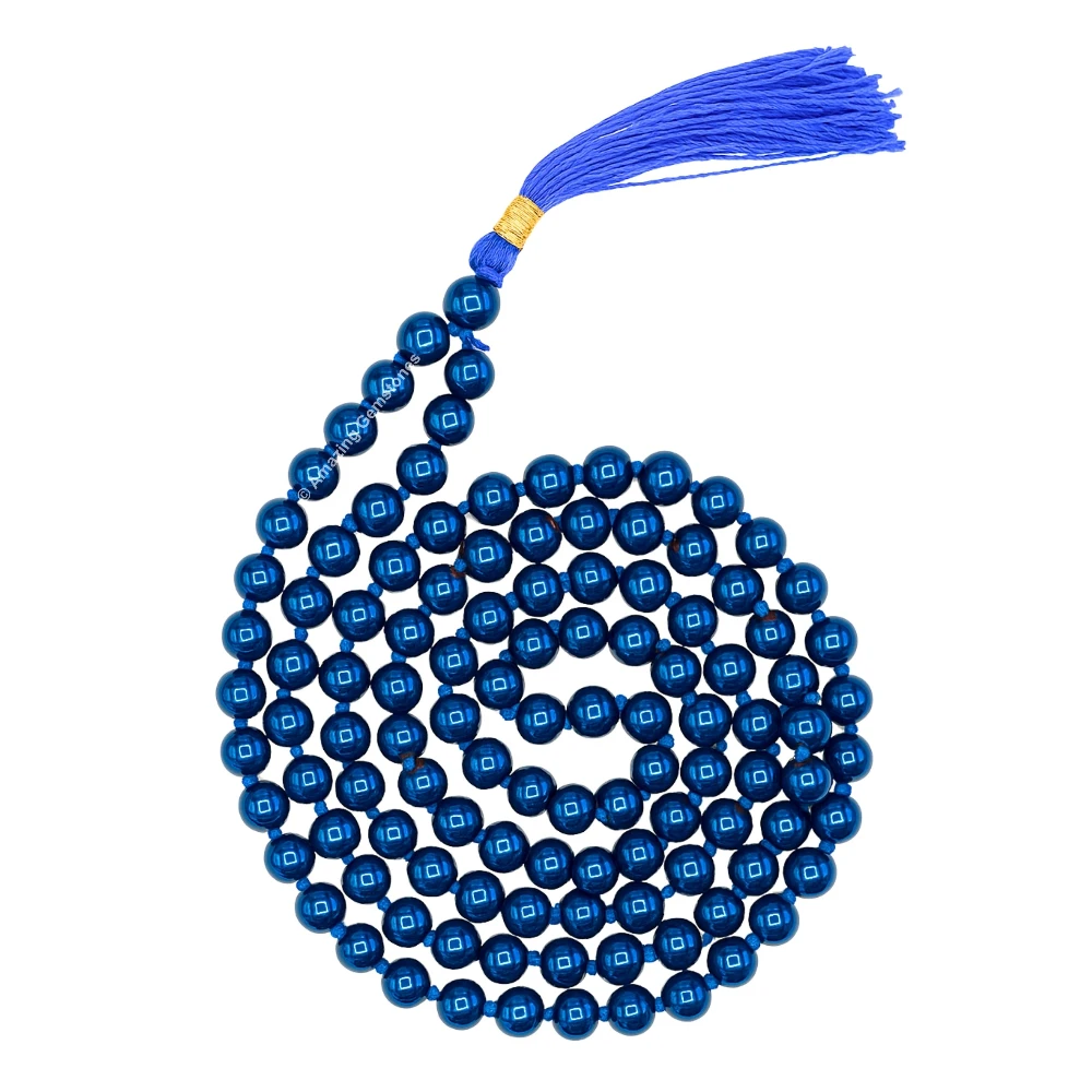Blue Hematite Mala (Hand Knotted)