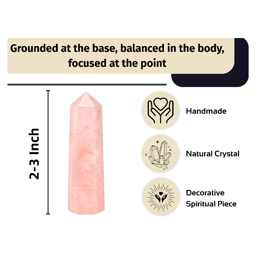 Star Rose Quartz Tower (2" to 3" INCH)