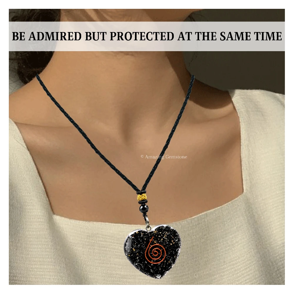 Shungite Necklace - Copper Coil (Heart)