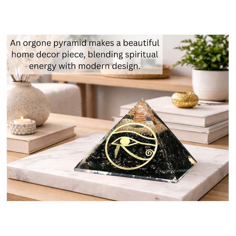 Black Tourmaline Orgone Pyramid - Eye of Horus