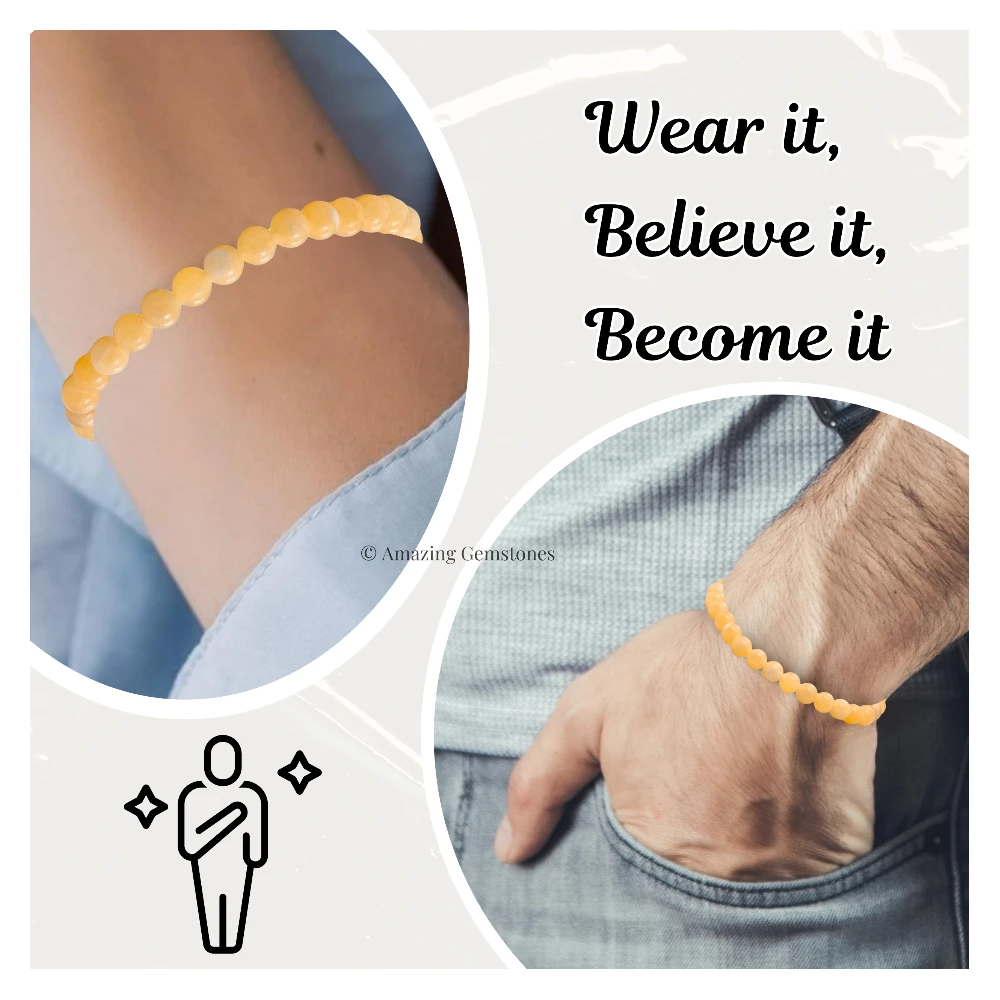 Yellow Calcite Healing Crystal Bracelets - 6mm Beads