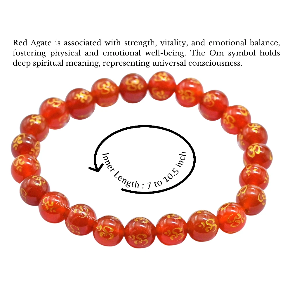 Red Agate OM Bracelet (Strechable)