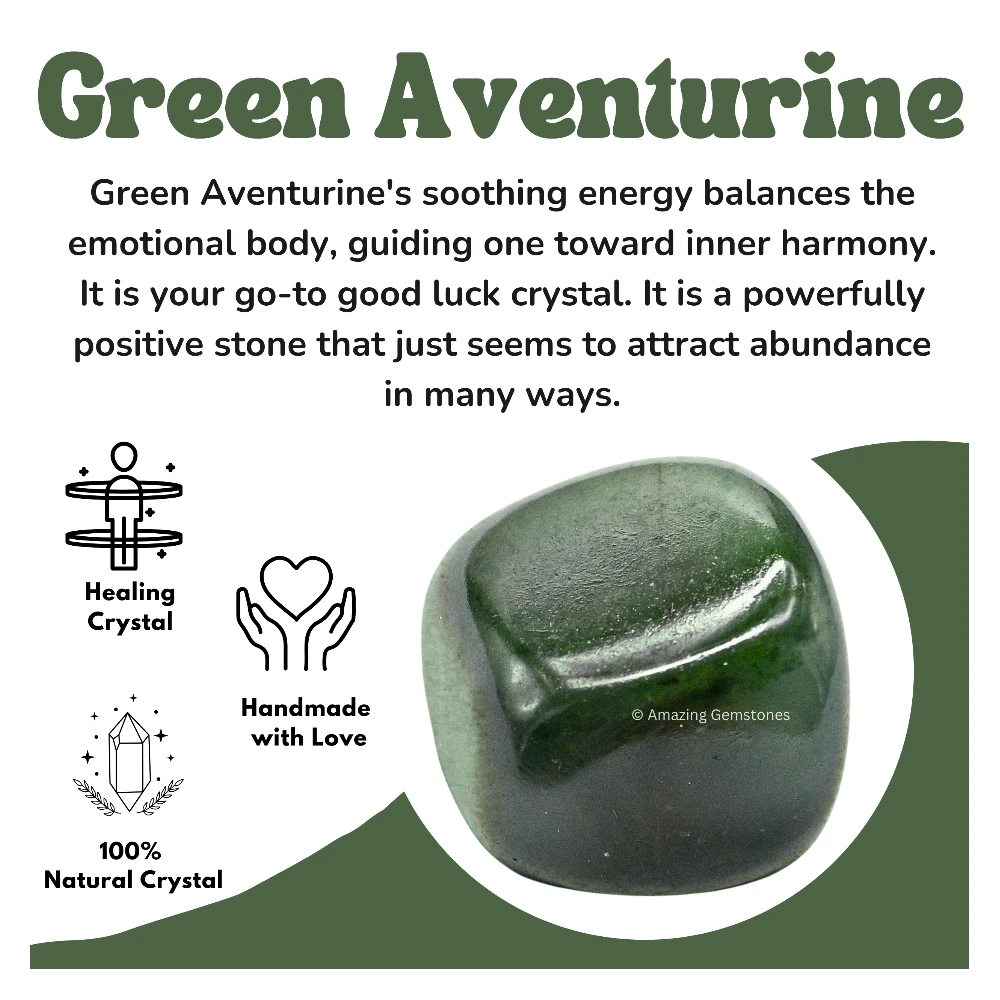 Tumbled Green Aventurine (Dark) Stone Crystals (1 oz)