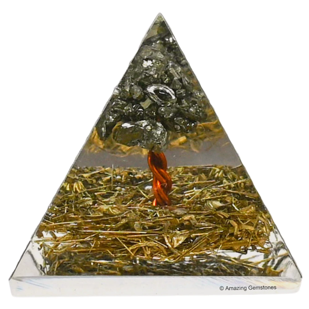 Copper Flakes with Pyrite Tree Orgone Pyramid - Mini