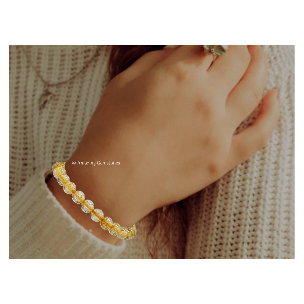 Golden Rutilated Bracelet (Strechable)