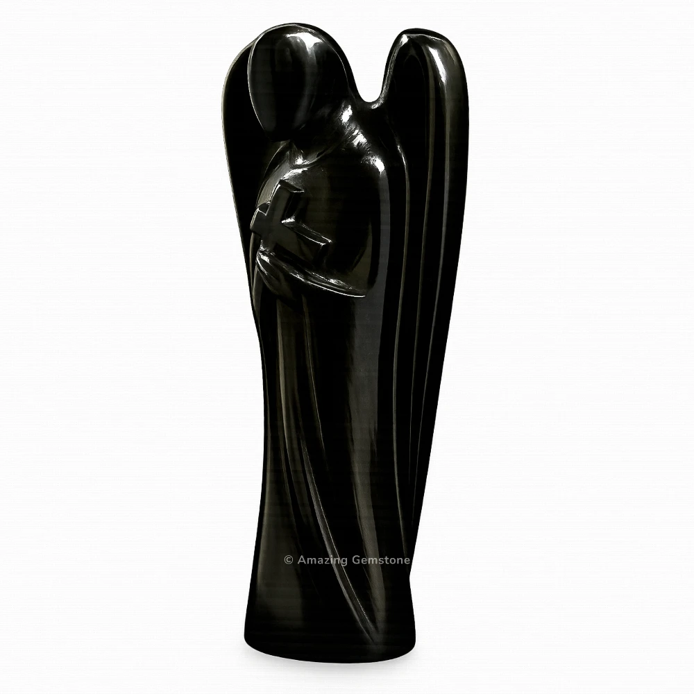 Black Agate Angel Figurine (3 Inch)