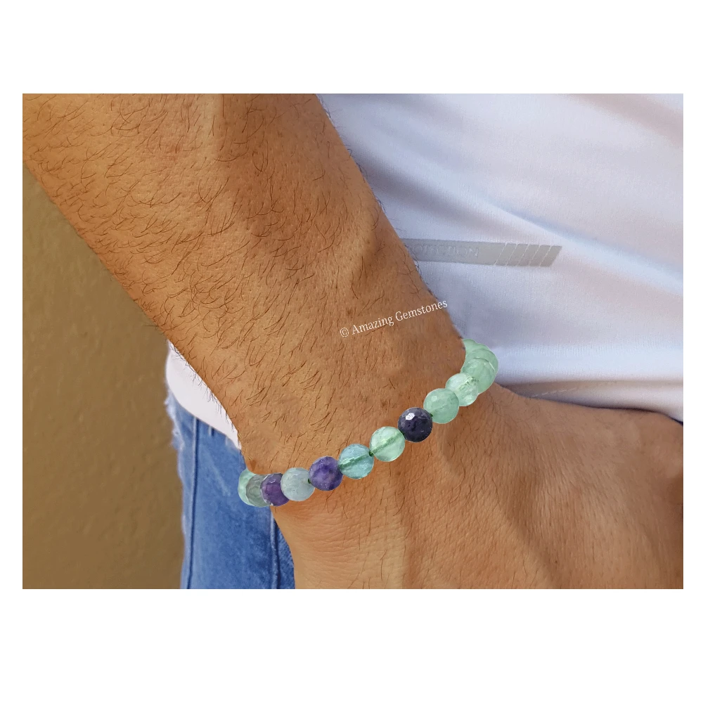 Multi Fluorite Bracelet (Faceted-Stretchable)