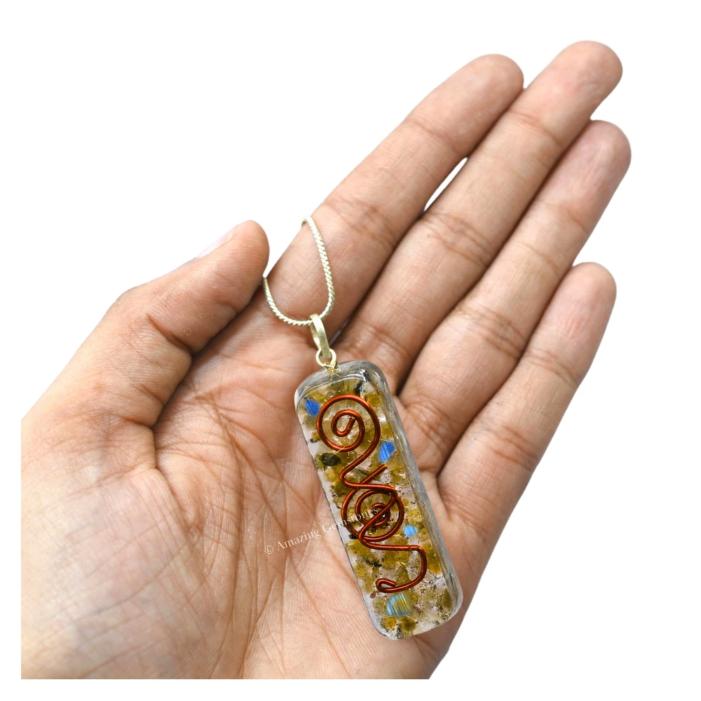 Labradorite Crystal Orgone Pendant - Rectangle