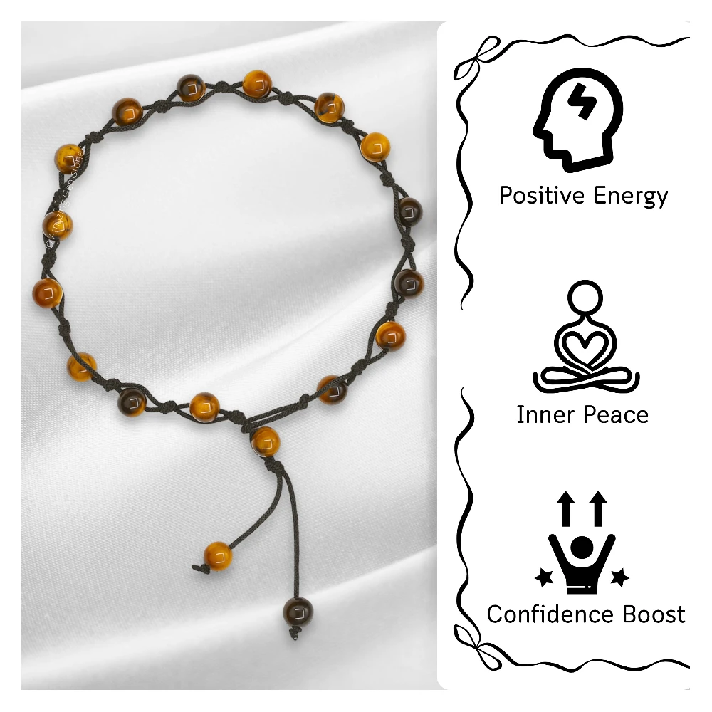 Tiger Eye Anklet (Hand Knotted)