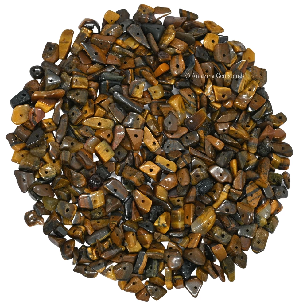 Tiger Eye Chips - Pre Drilled