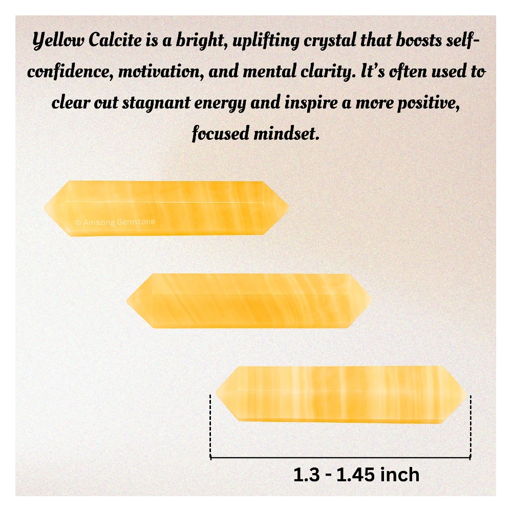 Yellow Calcite Pencil Points (Double Terminated) (Set of 3)
