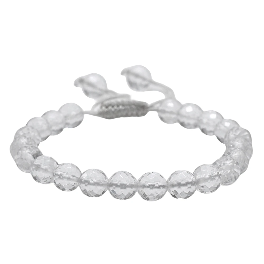 Clear Quartz Bracelet (Faceted) (Adjustable)