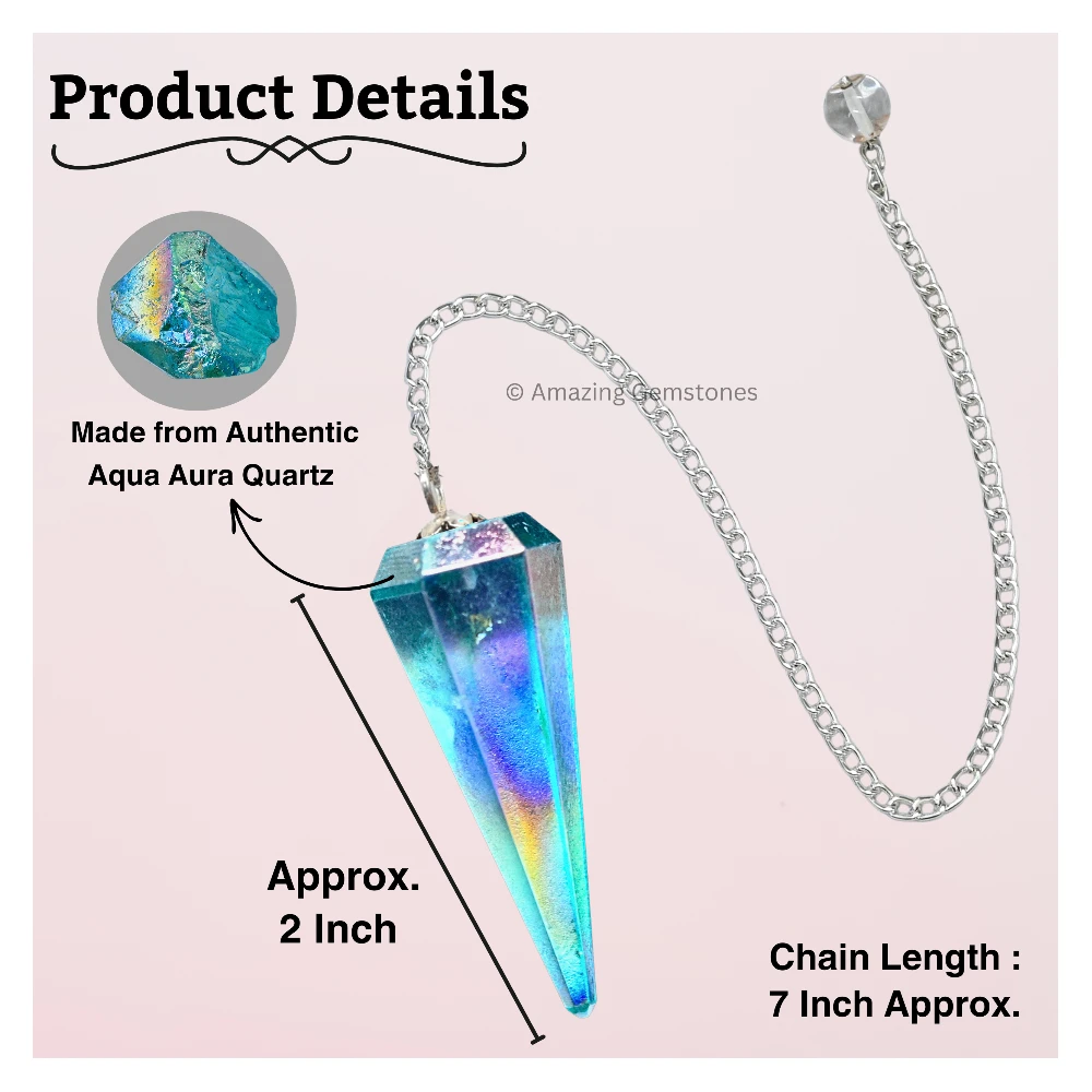 Aqua Aura Quartz Pendulum