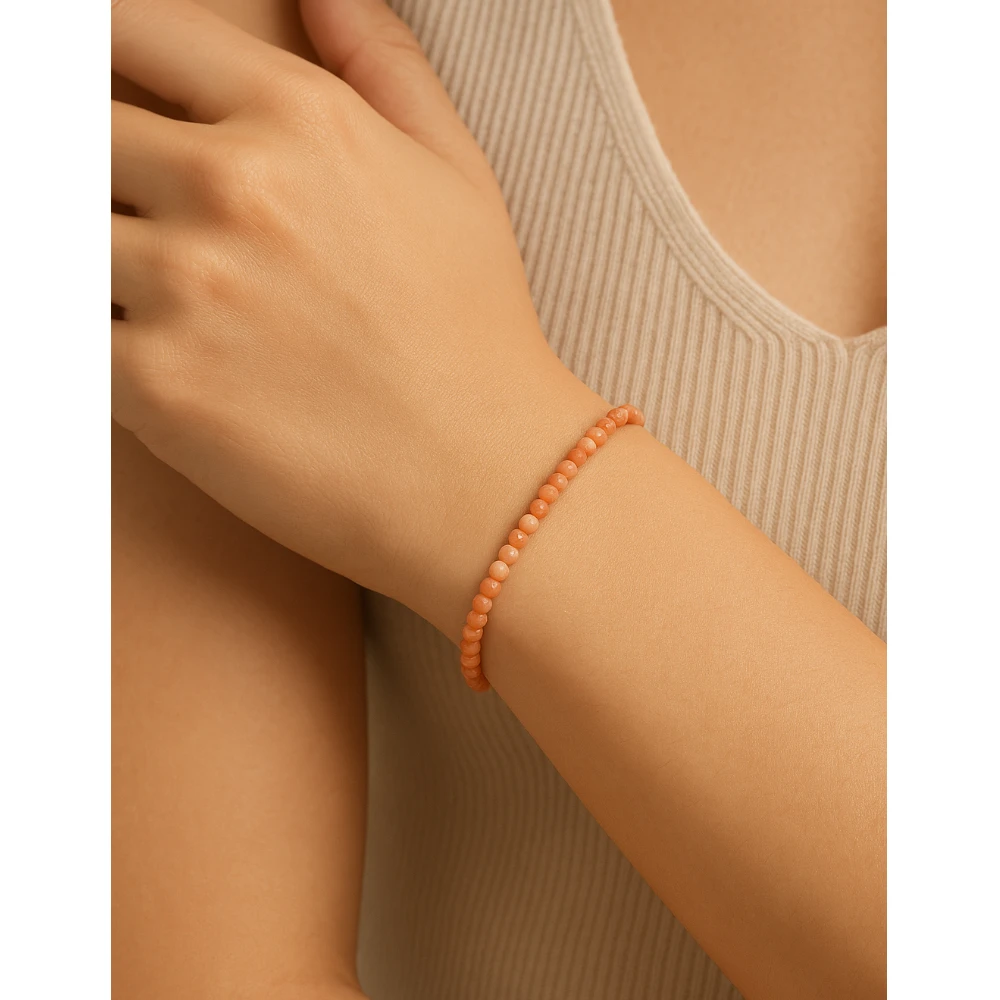 Orange Howlite Crystal Bracelet - 2mm Faceted Bead (Gold)