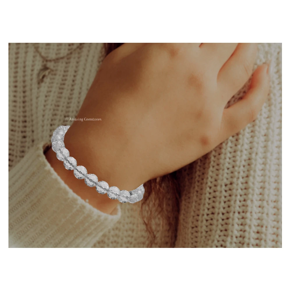 Clear Quartz Bracelet (Faceted) (Adjustable)