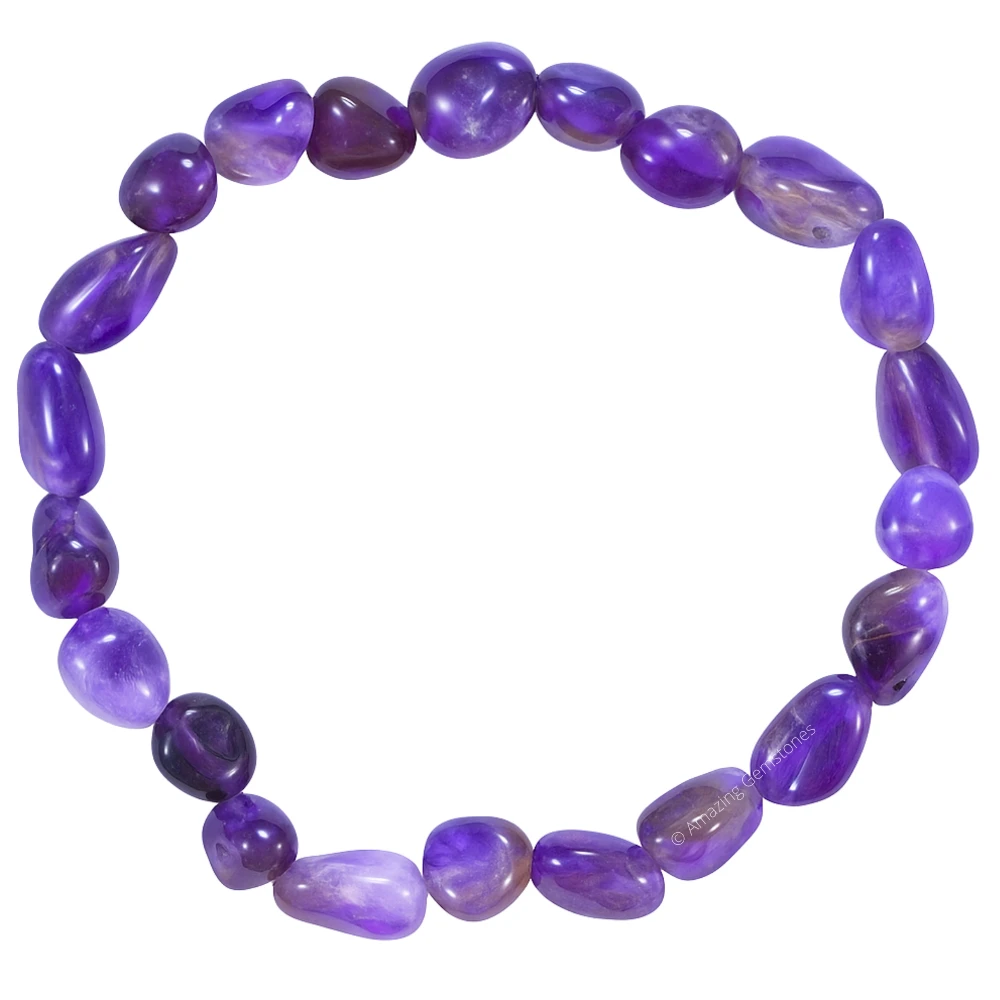 Amethyst Tumbled Stone Bracelet (Stretchable)