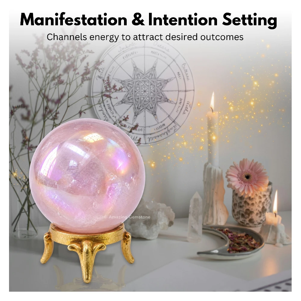 Angel Aura Rose Quartz Sphere (1.5 Inch)