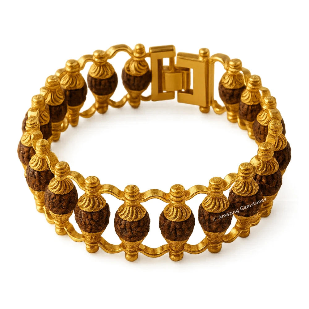 Rudraksha Bracelet (Classic Gold Chain)