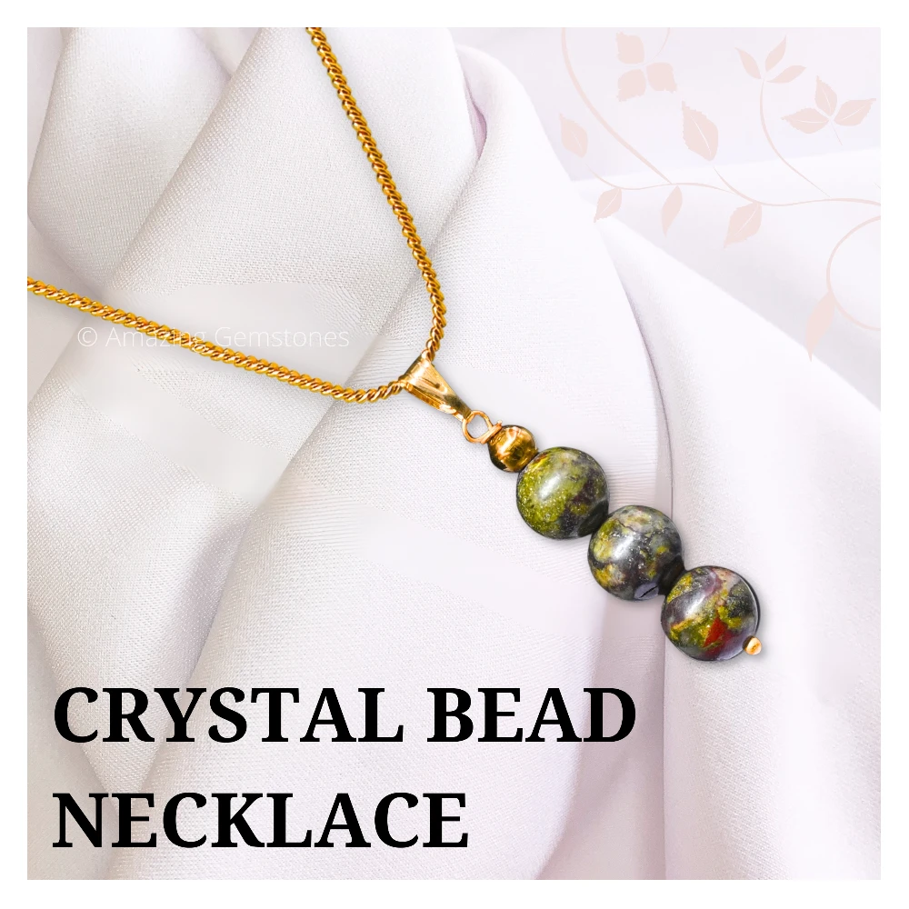 Dragon Bloodstone Bead Pendant (Gold)